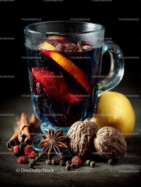 Mulled Wine with Spices and Citrus in Rustic Setting