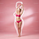 Elegant Woman in Pink Lingerie Stretching in Studio