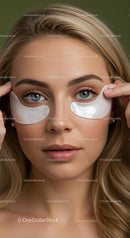 Close-up of Beautiful Woman with Under-Eye Patches During Skincare Routine