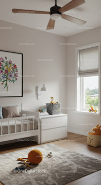 Bright Children's Bedroom with White Furniture and Playful Decor