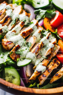Grilled Chicken Salad with Fresh Vegetables and Herb Dressing
