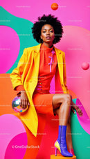 Colorful Fashion Portrait of a Stylish Woman in Vibrant Outfit