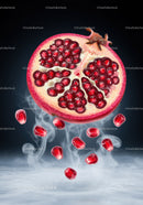 Fresh Pomegranate Half with Juicy Seeds Falling