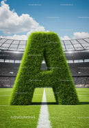Large Grass Letter A Standing on Football Field