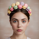 Young Woman Wearing Colorful Macaron Headband