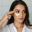 Woman with Eye Patches Practicing Relaxing Skincare Routine