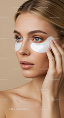 Elegant Woman Applying Under Eye Patches for skincare routine