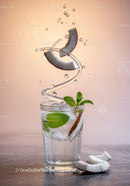 Refreshing Coconut Water with Mint and Ice Cubes