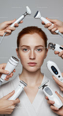 Women Receiving Professional Skincare Treatment with Modern Devices