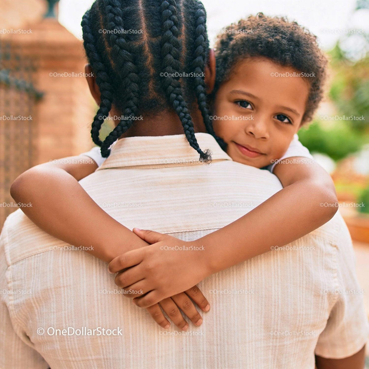 Child Embracing Parent with Tender Love Outdoors
