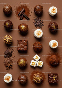 Assortment of Gourmet Chocolate Truffles and Marshmallows