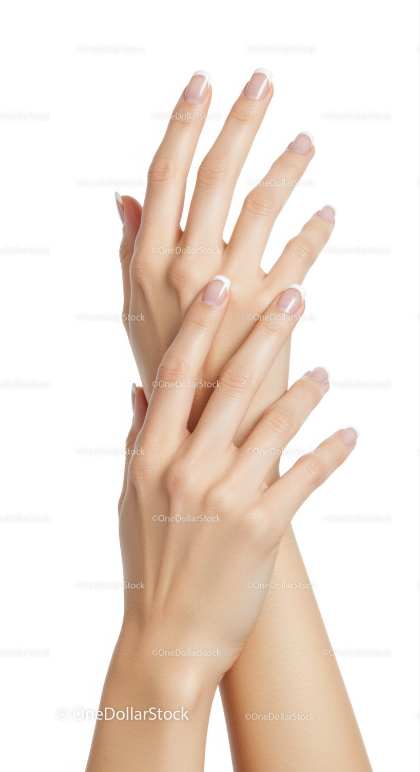 Woman's hands with elegant French manicure