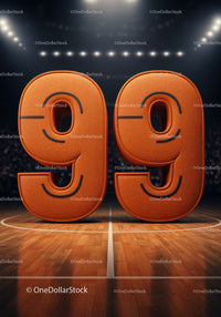 Basketball Inspired Number Ninety Nine on Court