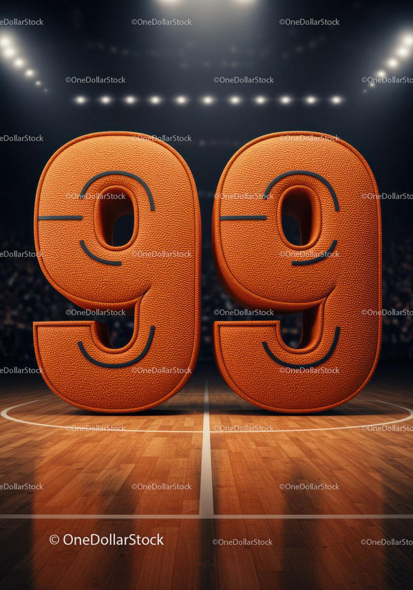 Basketball Inspired Number Ninety Nine on Court