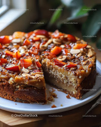 Chocolate Cake with Caramel Glaze and Orange Carrot Slices