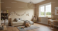 Bright and Cozy Children's Room with Wooden Toys and Light-filled Space