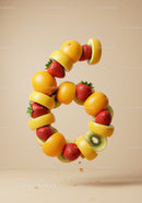 Creative Number Six Composed of Fresh Mixed Fruits