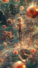 Futuristic Abstract Human in a Vibrant Cosmic Space Scene