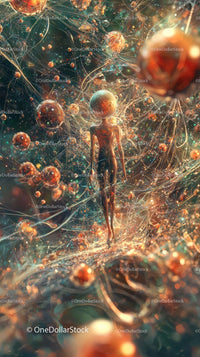 Futuristic Abstract Human in a Vibrant Cosmic Space Scene