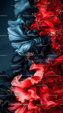 Elegant Satin Ribbons in Red and Blue with Glitter Accents