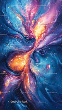 Abstract Cosmic Swirl with Vibrant Colors and Dynamic Motion