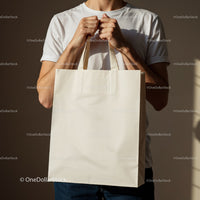 Person Holding a Plain Reusable Tote Bag in Warm Light