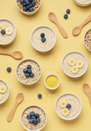 Healthy breakfast bowls with oats blueberry and banana
