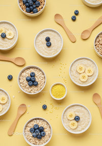 Healthy breakfast bowls with oats blueberry and banana