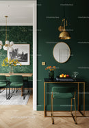 Stylish Green and Gold Living Room with Modern Decor and Accent Wall