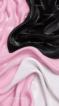 Elegant Flowing Lines with Pink and Black Glossy Textures for Modern Design