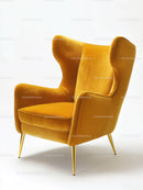 Yellow Velvet Armchair with Gold Legs in Modern Interior