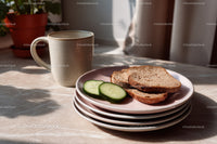 Simple Breakfast with Toasted Bread and Cucumber Slices in Natural Light