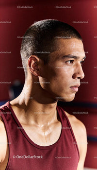 Focused Athlete Preparing for Training Session