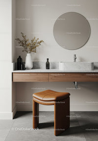 Modern Bathroom with Marble Sink and Wooden Vanity Decor