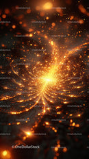 Golden Light Burst with Sparkling Particles in Artistic Display