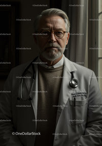 Senior Male Doctor with Stethoscope in Modern Medical Setting