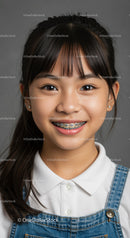 Young Girl with Braces Smiling in Studio Portrait