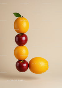 Creative Letter L Made From Fresh Apples And Oranges