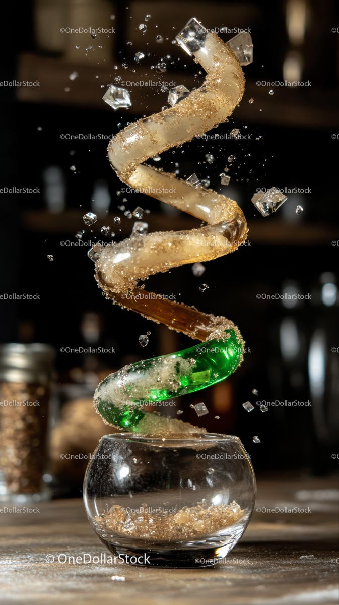 Colorful Sugar Spiral Sculpture with Crystals and Glitter