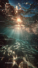 Enchanting Underwater Scene with Sunlight and Bubbles