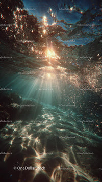 Enchanting Underwater Scene with Sunlight and Bubbles