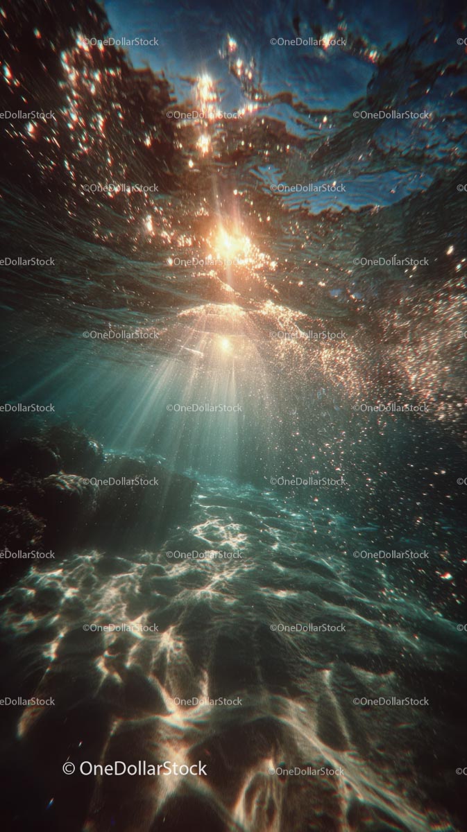 Enchanting Underwater Scene with Sunlight and Bubbles