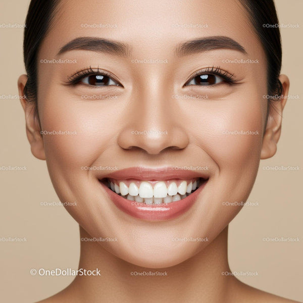 Close-up of smiling young woman with smooth skin