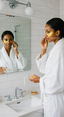 Women Applying Under Eye Gel Patches During Skincare Routine