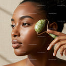 Close-Up of Woman Using Jade Roller for Facial Skincare