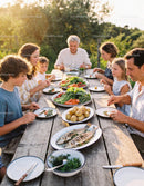 Family Enjoying Healthy Outdoor Dinner Together