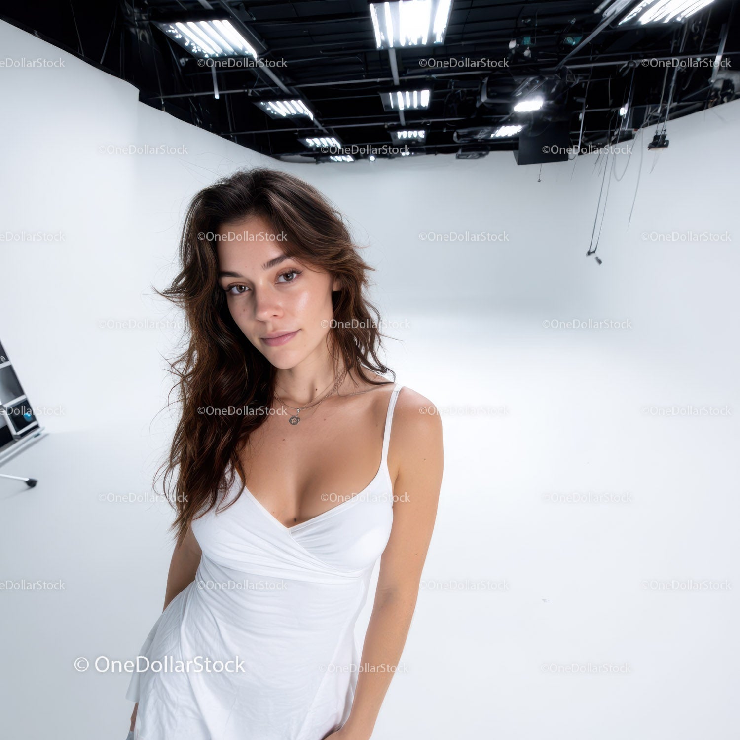 Casual Style Portrait of a Young Woman in Modern Studio