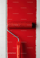 Red Paint and Roller Wall Painting DIY Home Renovation