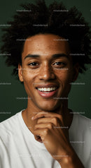 Portrait of a Happy Young Woman with Curly Hair and Freckles