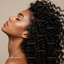 Profile of serene woman with voluminous curly hair
